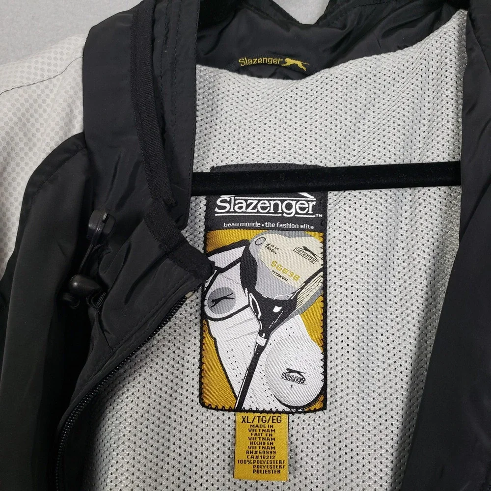 Slazenger Men's Size XL‎ Windbreaker Golf Vest Black White Sporty Colorblock